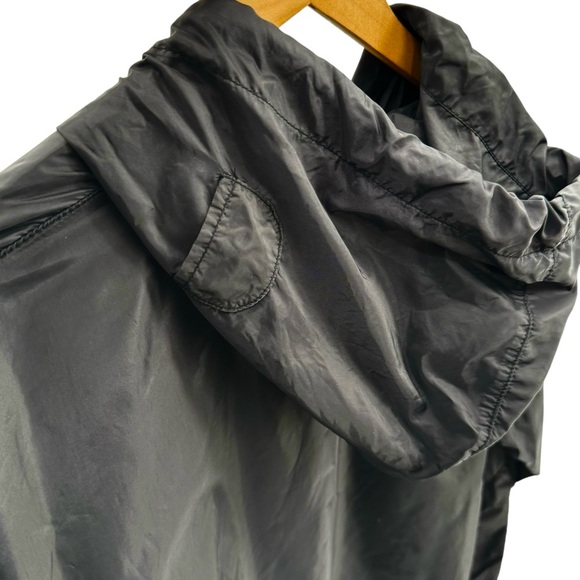 Vintage 90s Ann Taylor Windbreaker Jacket Black Nylon Hooded Pullover | Small - Picture 10 of 11